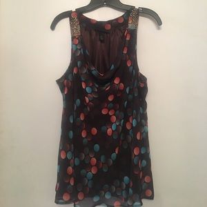 Gorgeous brown, turquoise and orange tank top