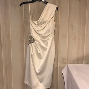 Eliza J white satin dress