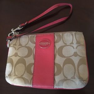 Tan and Orange Coach Wristlet