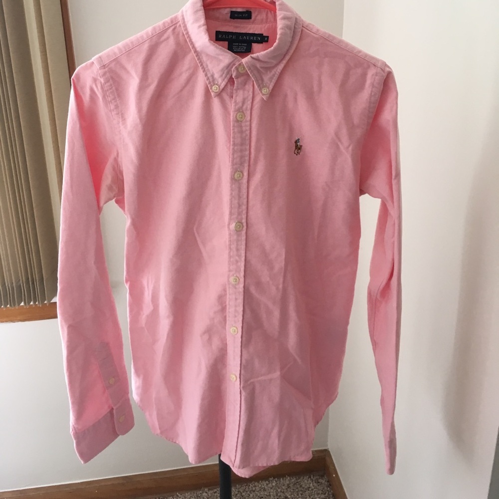 Pink Ralph Lauren slim fit button down