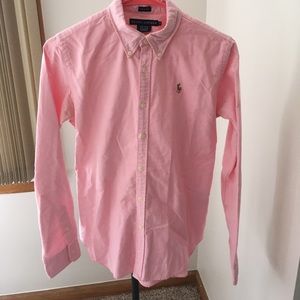 Pink Ralph Lauren slim fit button down