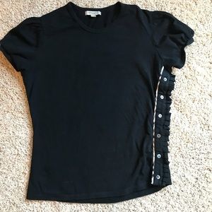 Burberry Tee with Check Side Ruffle Detail