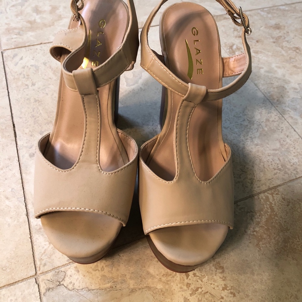 Beige platform heels