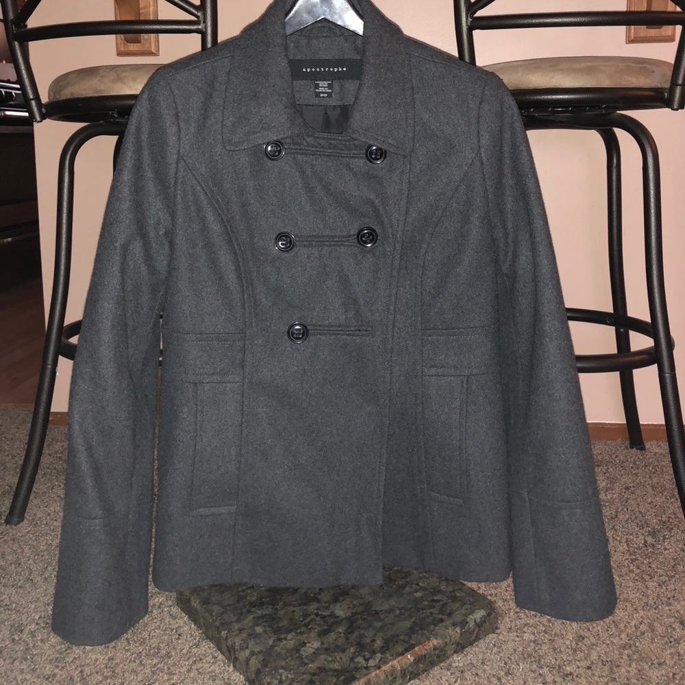 Apostrophe Pea Coat Dark Gray