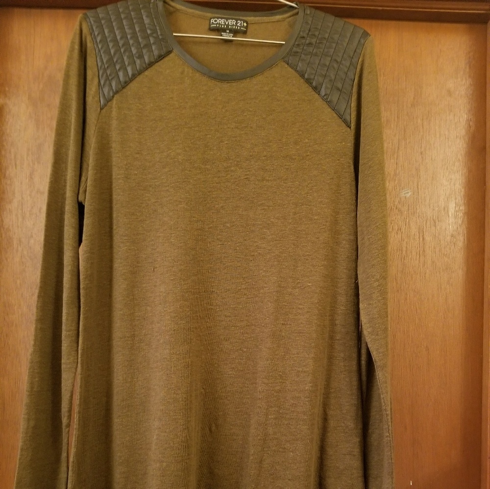 Army green linen top