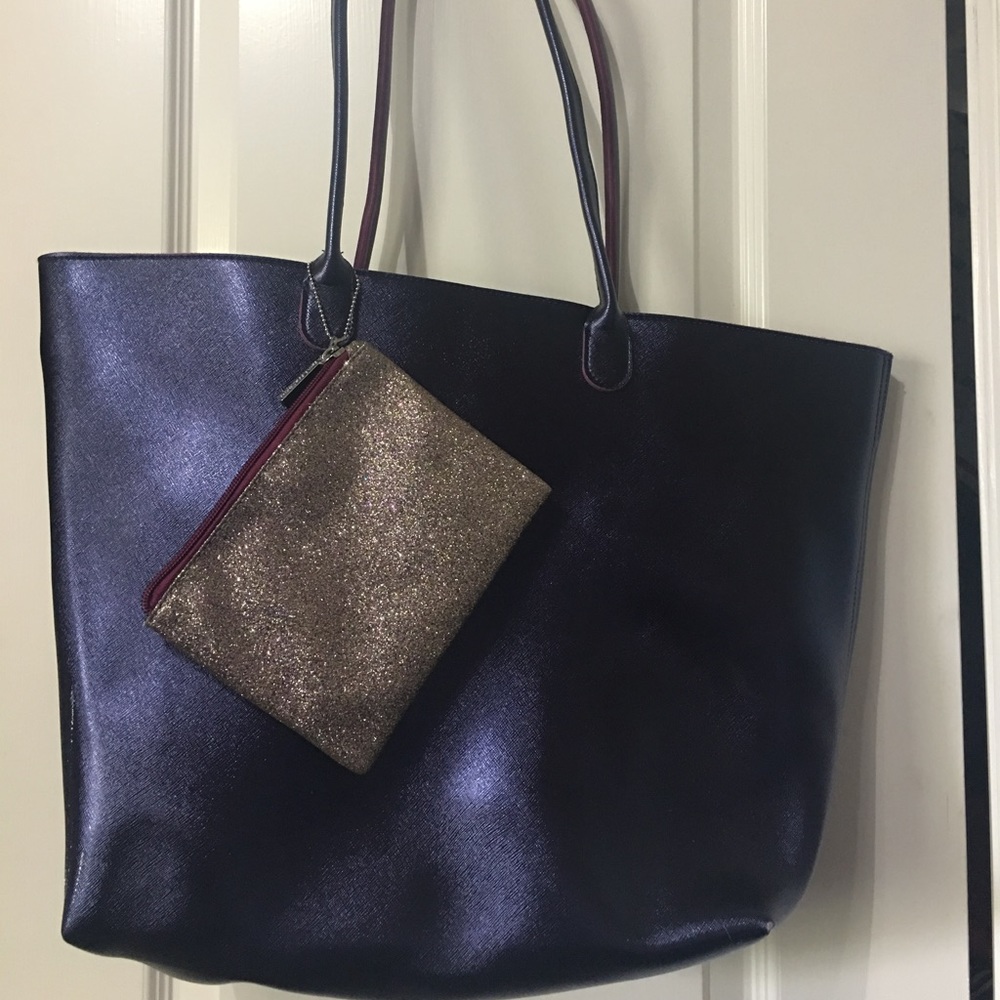 NWOT metallic blue tote.