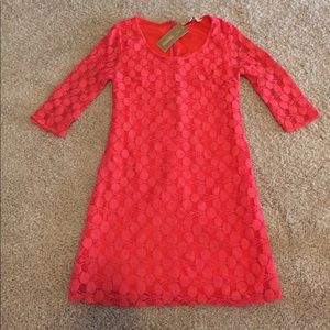 Lace coral 3/4 sleeve dress size small Francescas