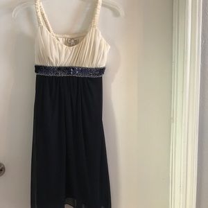 White and Navy Blue dress