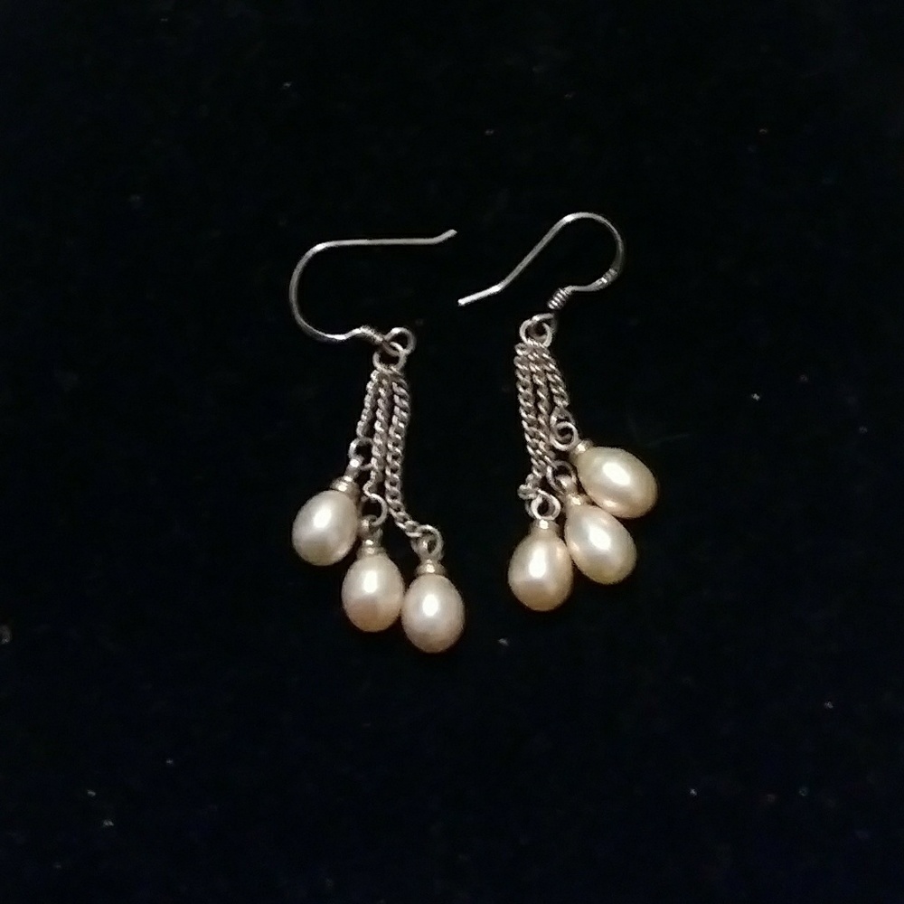 Pearls and Silver Earrings