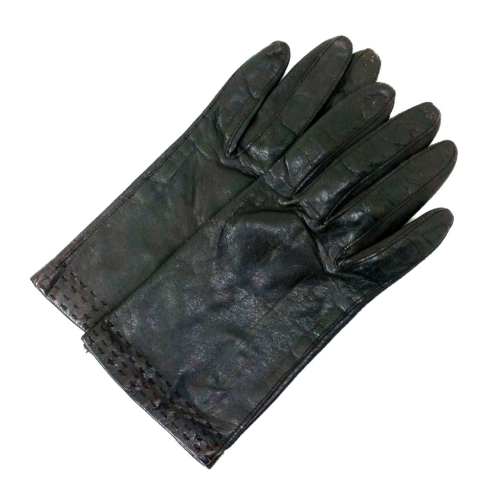 Warm winter, dark brown vintage leather gloves GUC