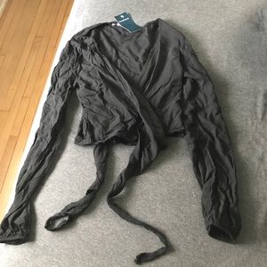 Never worn black brandy melville wrap top