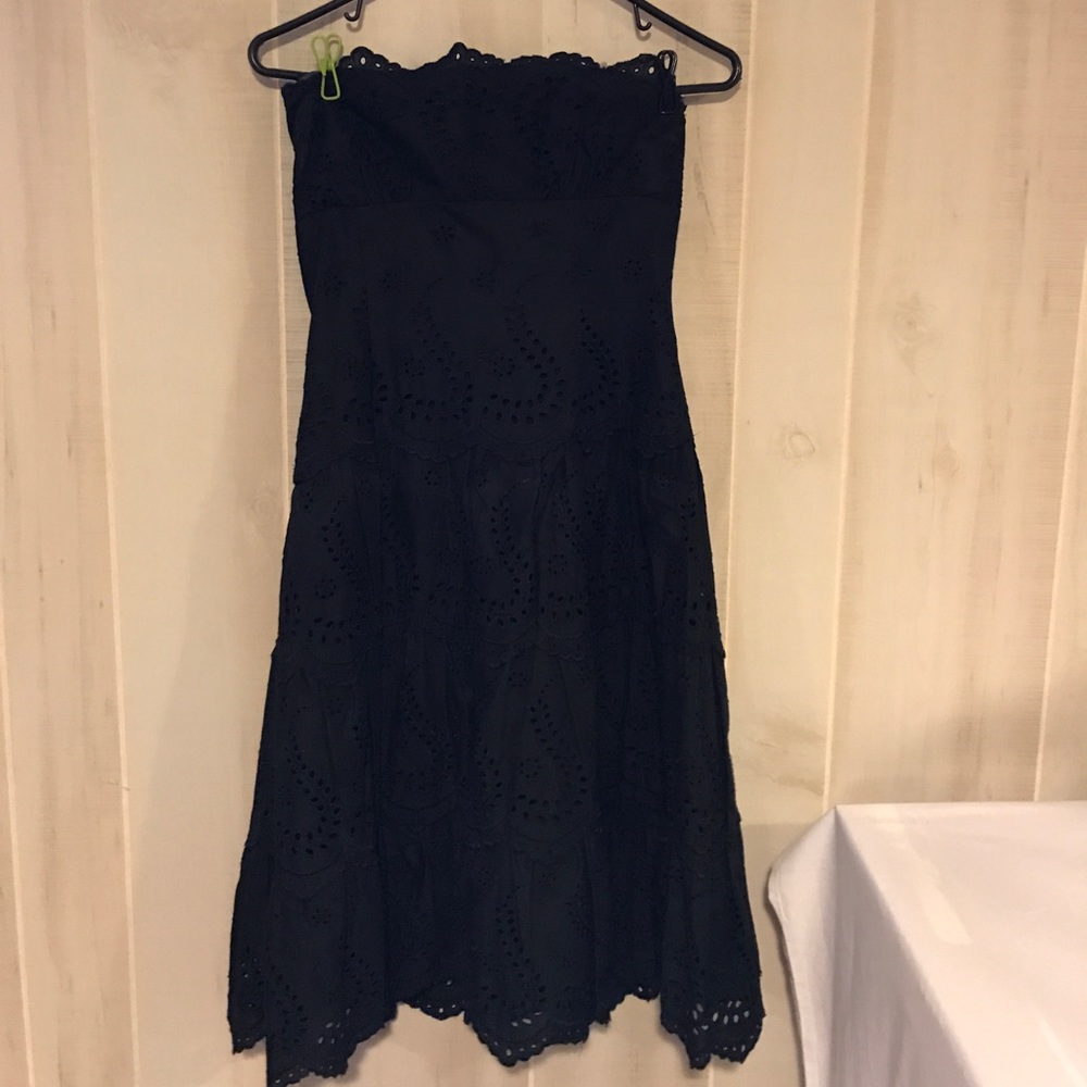 BCBG MAXAZRIA Strapless Black eyelet dress