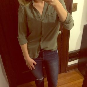 Army green boyfriend shirt