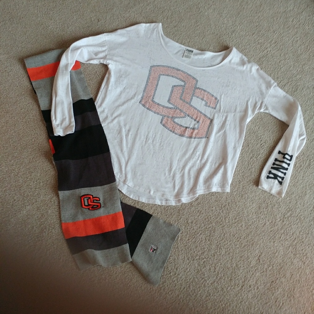 VS PINK OSU shirt & scarf