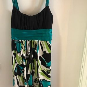 Teal, Green, and Black dress