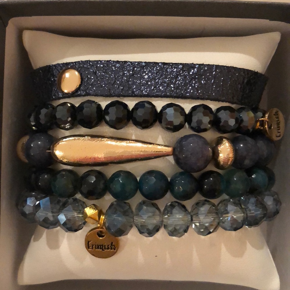 Never worn, Erismish blue bracelet stack.