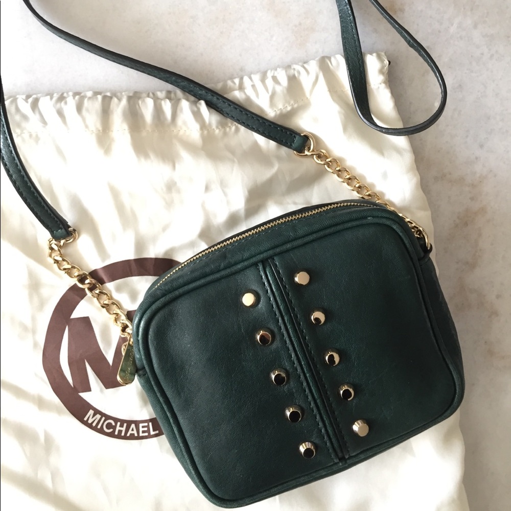 Michael Kors Studded Crossbody Camera Bag- Green