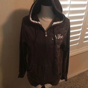 Brown Nike zip-up sweater