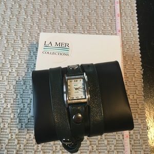 La Mer leather wrap watch
