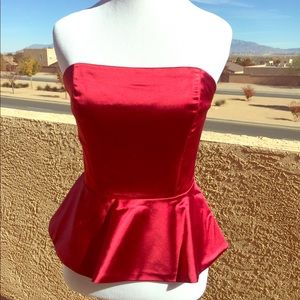 🍒 Cherry Red Peplum Tube Top 🍒