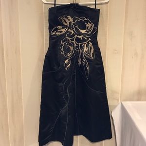 White House Black Market Black satin Flower dress