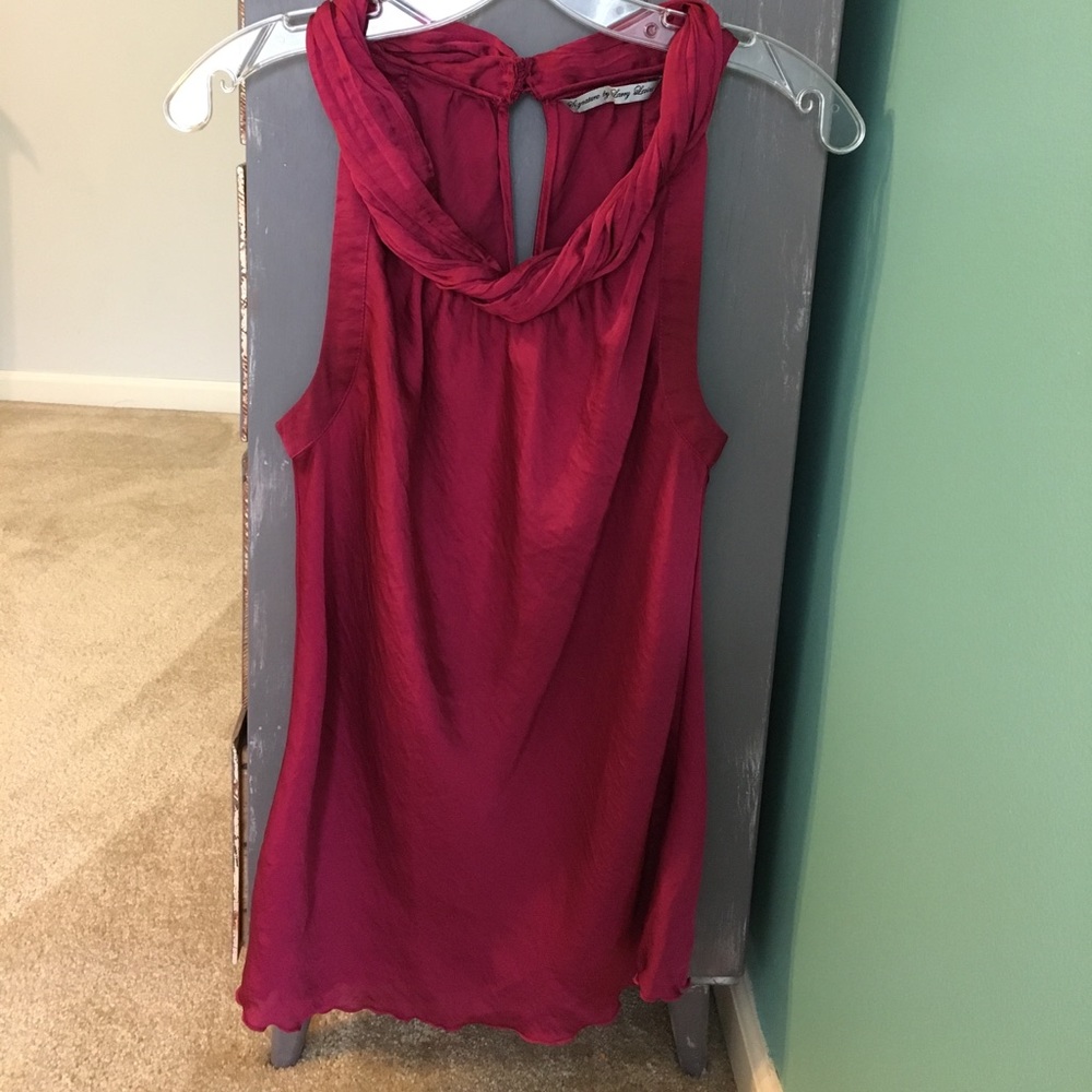 Magenta twist neck top