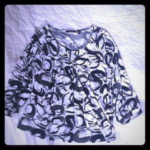 Black,grey  and white baby doll style blouse