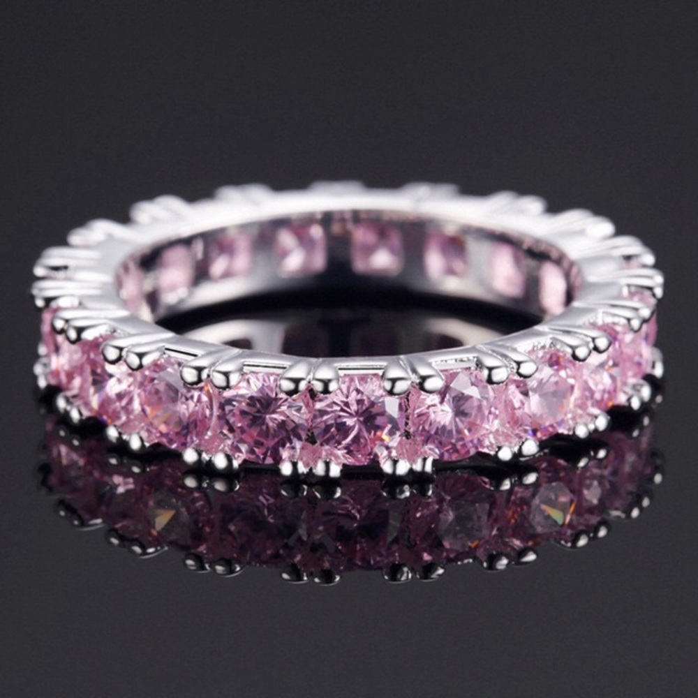 Pink CZ eternity band size 6