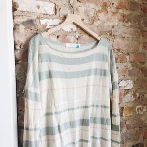 Anthropologie: Striped Cotton Linen Blend Sweater