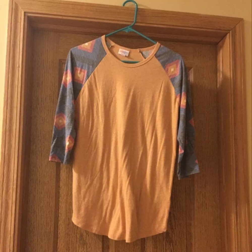Lularoe Randy Tee. Orange/Blue/Pink.