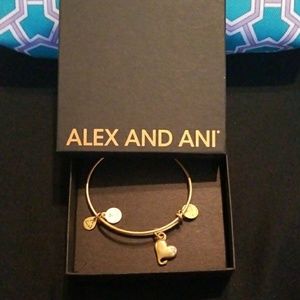 Alex and Ani gold tone Cupid's heart bangle