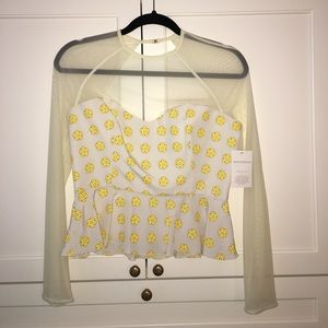 Moda Operandi Yellow Floral Peplum Top