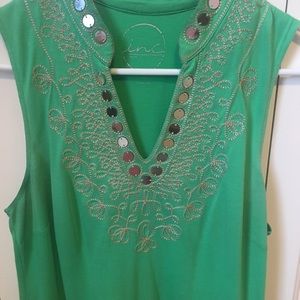 Sleeveless green top
