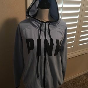 Lt blue “PINK” zip-up sweatshirt