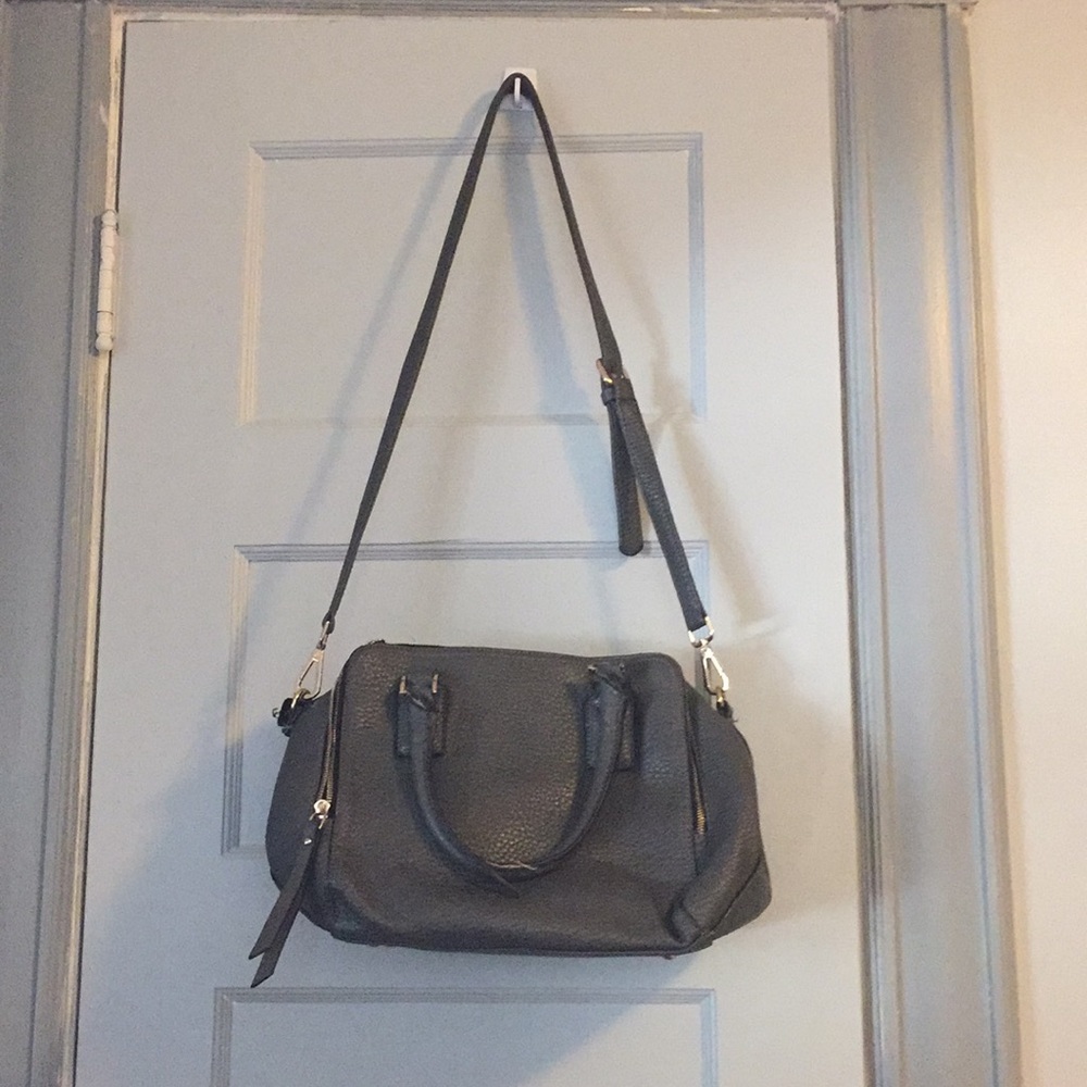 Gray leather purse