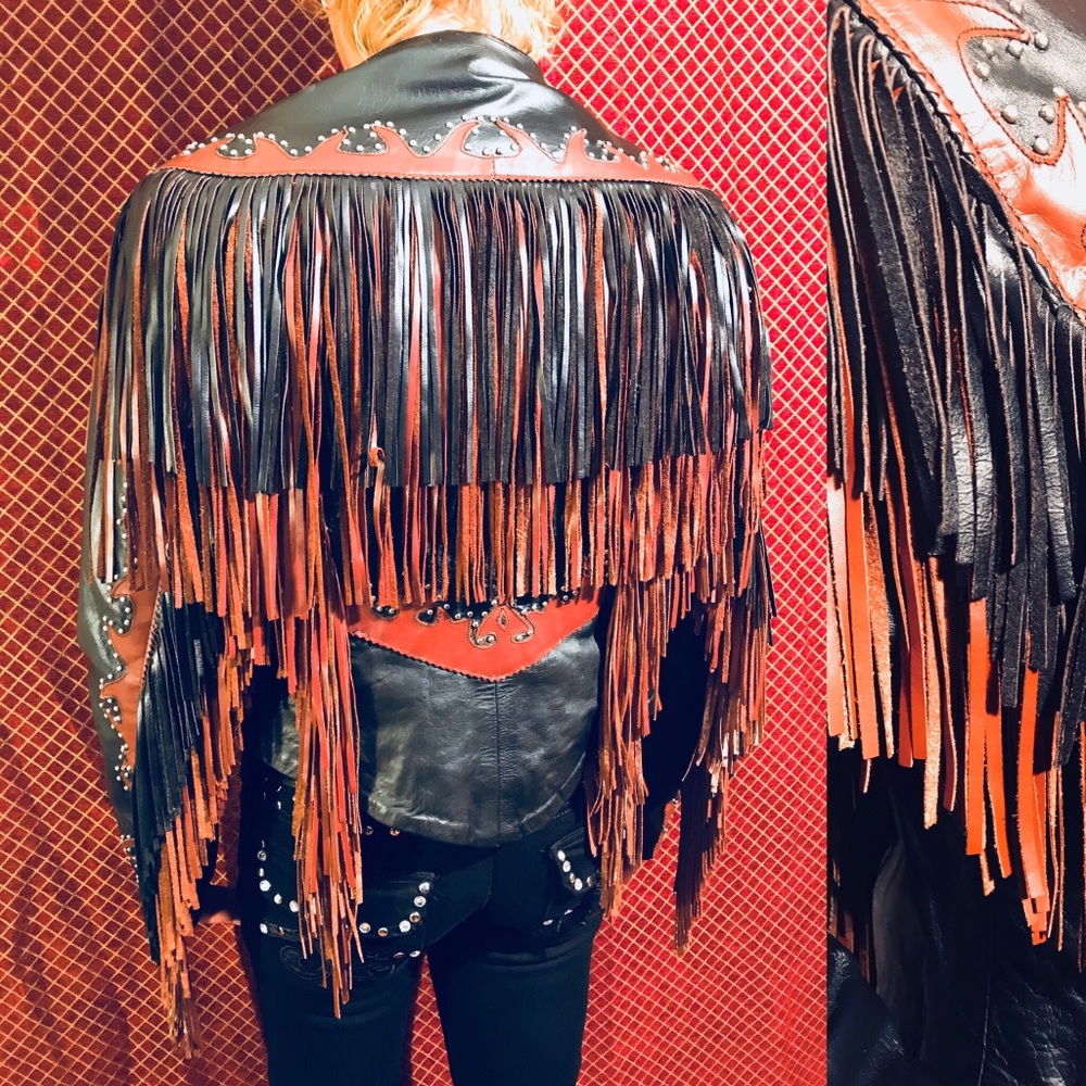 Western Black and Brown Fringe Coat