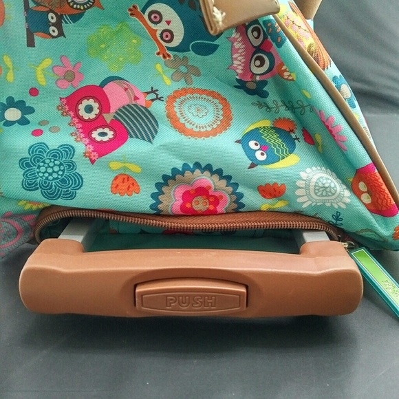 Lily Bloom Bags Lily Bloom Rolling Aqua Owl Duffel Travel Bag