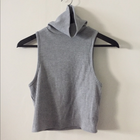 Kimchi Blue Tops - Gray Turtleneck Croptop