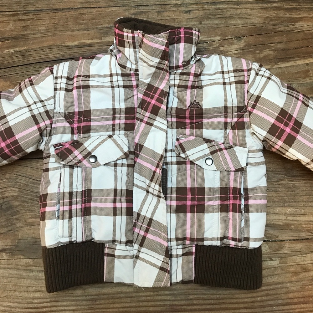 Snozu Brown and Pink Plaid Jacket