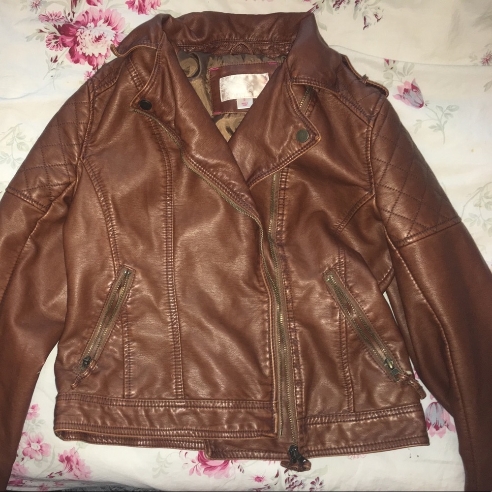 Brown leather jacket