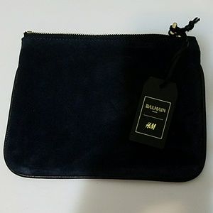 Navy Balmain h&m clutch