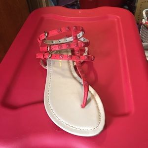 Red studded sandals