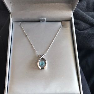 Zales blue rhinestone necklace