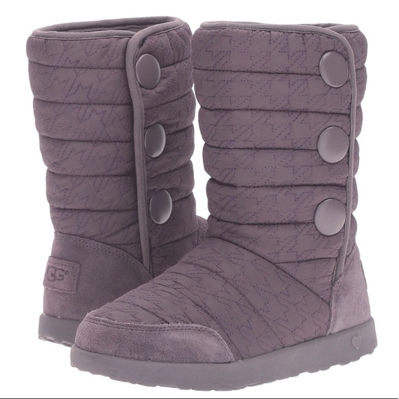 Quilted Puffy houndstooth Lavender UGG Boots Size5 - Picture 2 of 4
