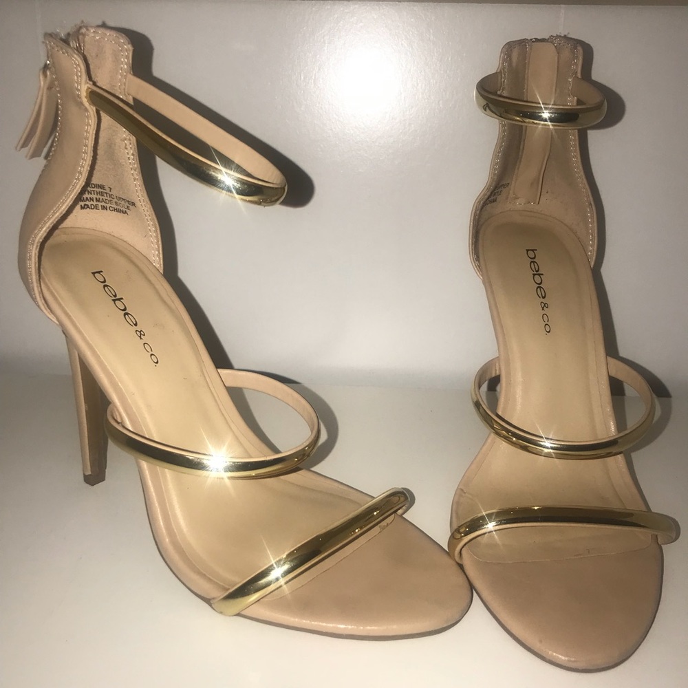 Gold Bebe & Co Heels