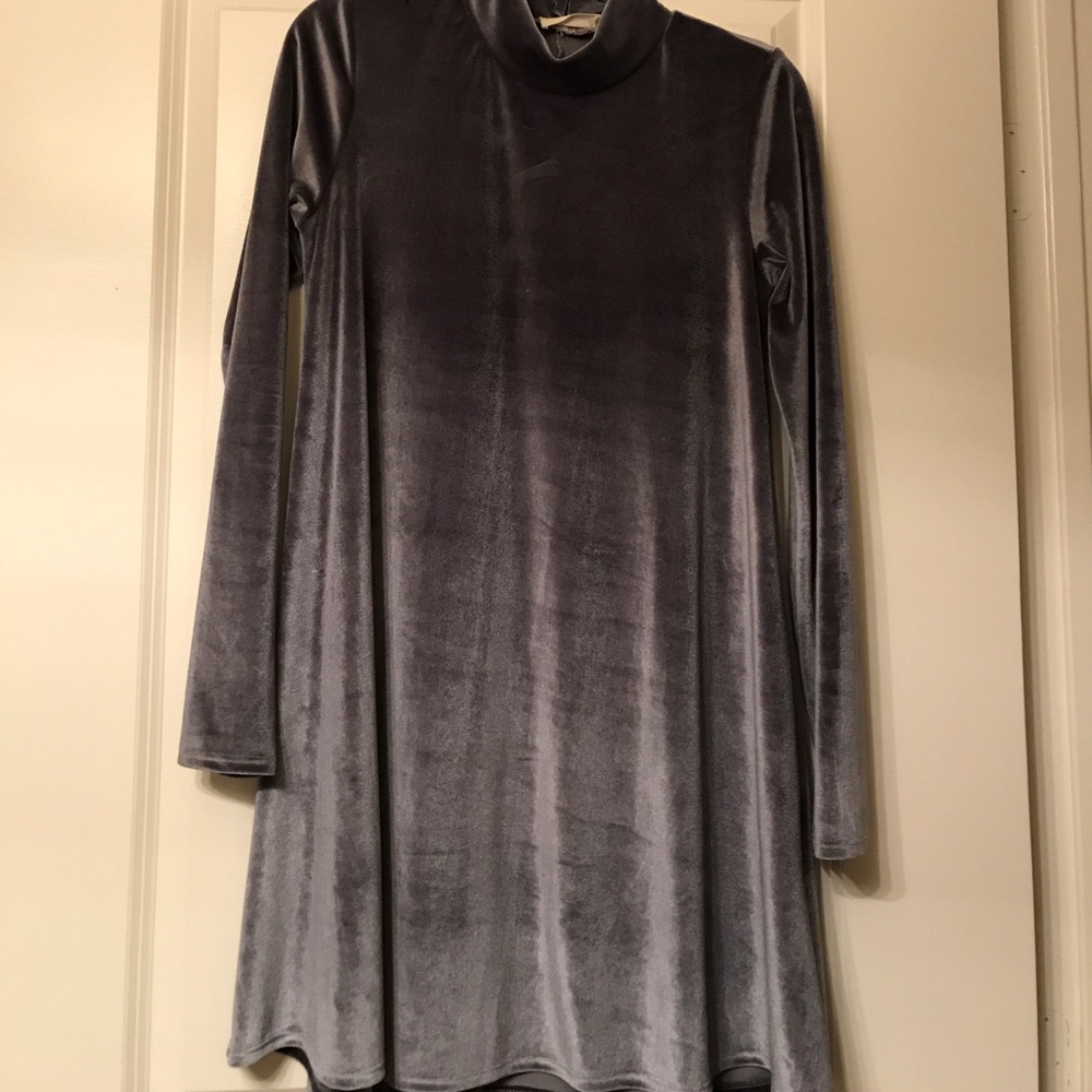 Grey velvet dress - Picture 4 of 5