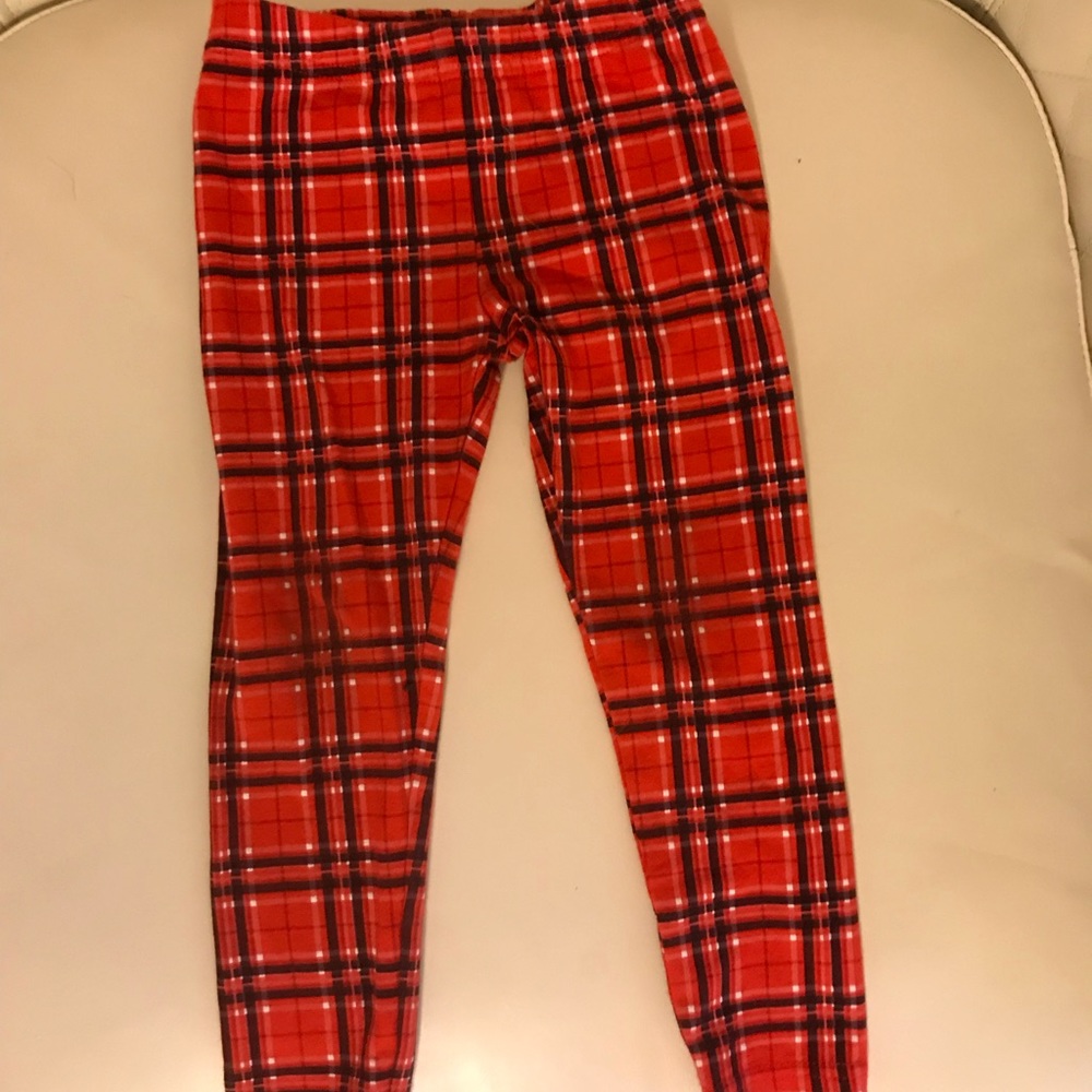 Red plaid leggings