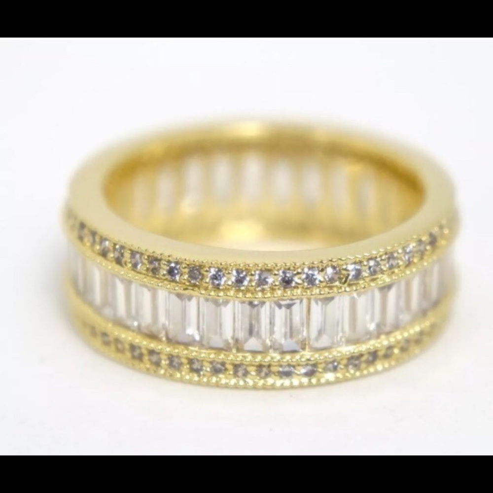 SALE!!Yellow Gold Filled Baguette CZ Eternity Band