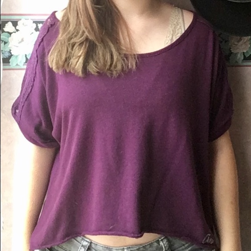 Boho Crocheted Back Burgundy Crop Top
