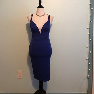 Blue low cut dress